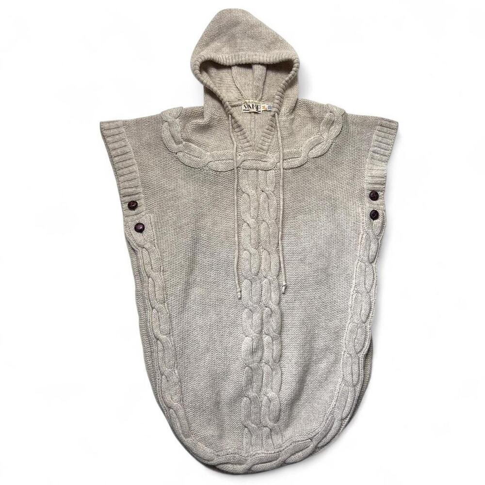 Vamp Koret 80s Vintage Womens Pullover Hoodie Poncho Cable Knit Sweater Medium